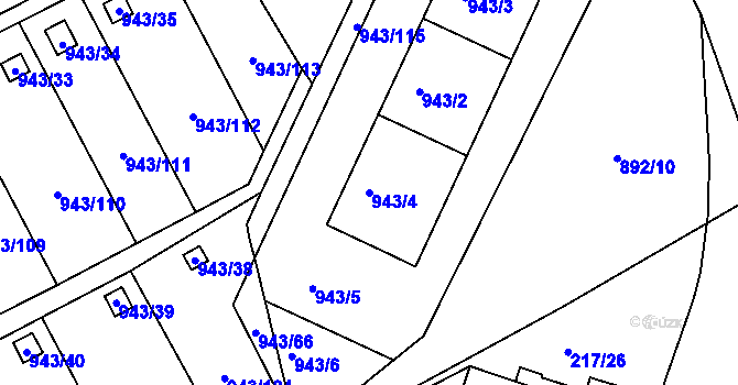 Parcela st. 943/4 v KÚ Františkov u Liberce, Katastrální mapa