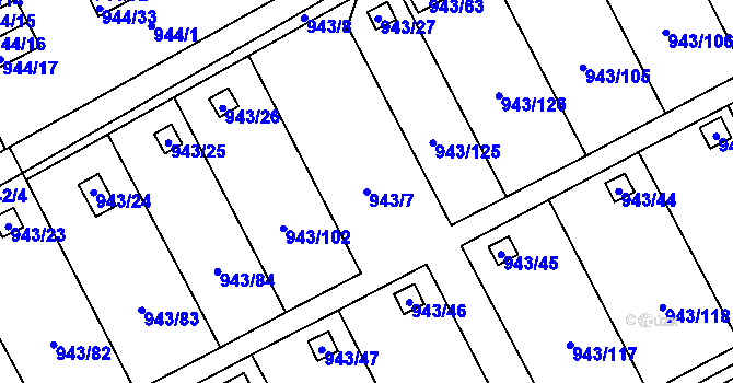 Parcela st. 943/7 v KÚ Františkov u Liberce, Katastrální mapa