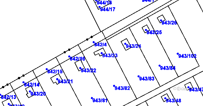 Parcela st. 943/23 v KÚ Františkov u Liberce, Katastrální mapa