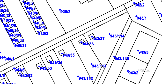 Parcela st. 943/36 v KÚ Františkov u Liberce, Katastrální mapa