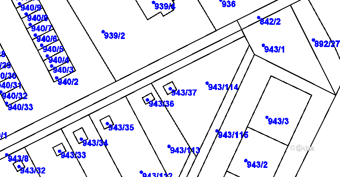 Parcela st. 943/37 v KÚ Františkov u Liberce, Katastrální mapa