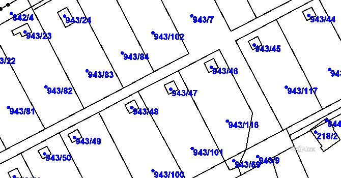Parcela st. 943/47 v KÚ Františkov u Liberce, Katastrální mapa