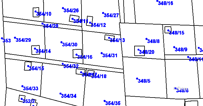 Parcela st. 354/31 v KÚ Františkov u Liberce, Katastrální mapa