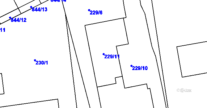 Parcela st. 229/11 v KÚ Františkov u Liberce, Katastrální mapa