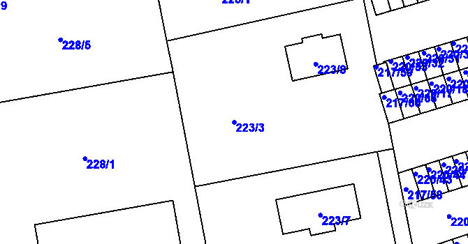 Parcela st. 223/3 v KÚ Františkov u Liberce, Katastrální mapa