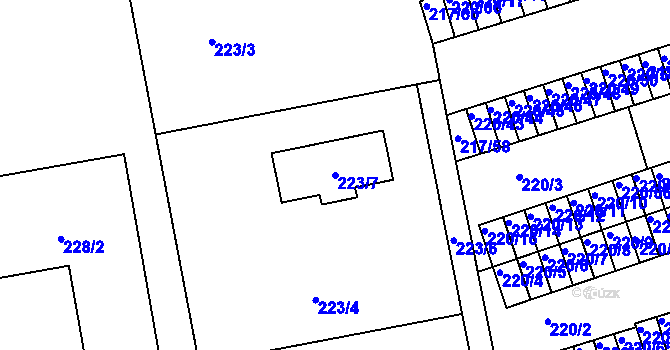 Parcela st. 223/7 v KÚ Františkov u Liberce, Katastrální mapa