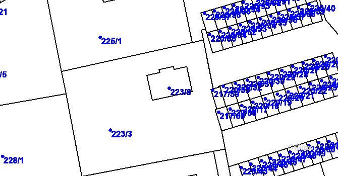 Parcela st. 223/8 v KÚ Františkov u Liberce, Katastrální mapa