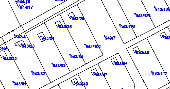 Parcela st. 943/102 v KÚ Františkov u Liberce, Katastrální mapa