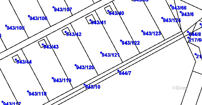 Parcela st. 943/121 v KÚ Františkov u Liberce, Katastrální mapa