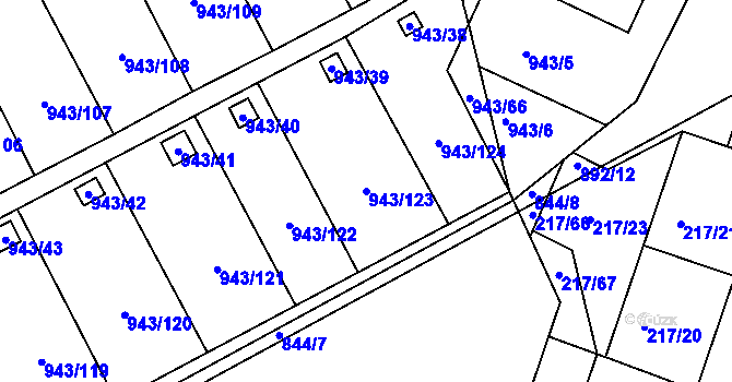 Parcela st. 943/123 v KÚ Františkov u Liberce, Katastrální mapa
