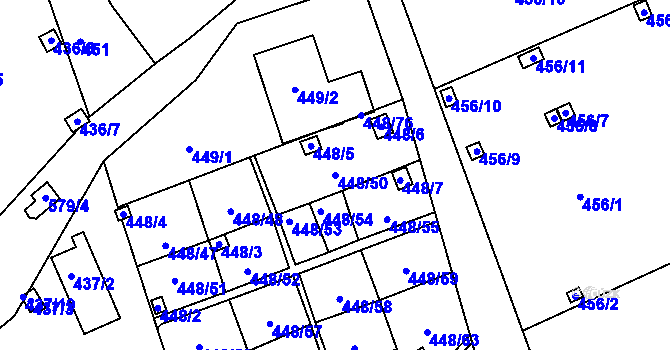 Parcela st. 448/50 v KÚ Františkov u Liberce, Katastrální mapa