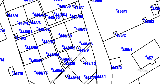 Parcela st. 448/63 v KÚ Františkov u Liberce, Katastrální mapa