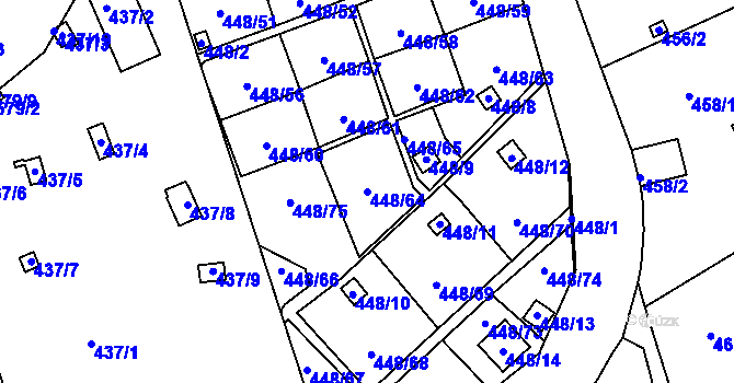 Parcela st. 448/64 v KÚ Františkov u Liberce, Katastrální mapa