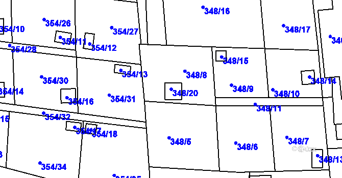 Parcela st. 348/20 v KÚ Františkov u Liberce, Katastrální mapa