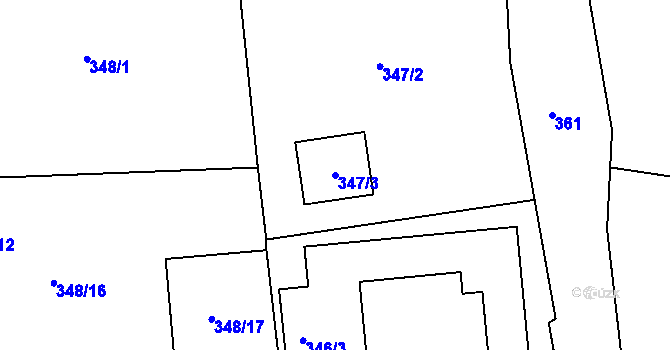 Parcela st. 347/3 v KÚ Františkov u Liberce, Katastrální mapa