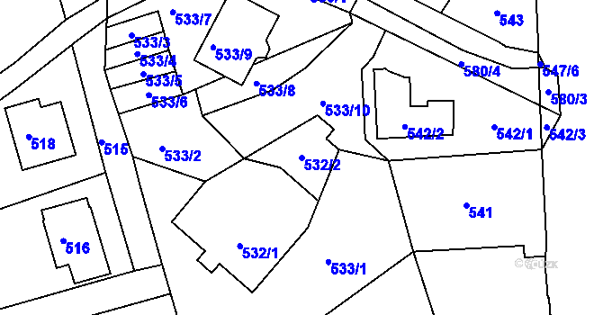 Parcela st. 532/2 v KÚ Františkov u Liberce, Katastrální mapa