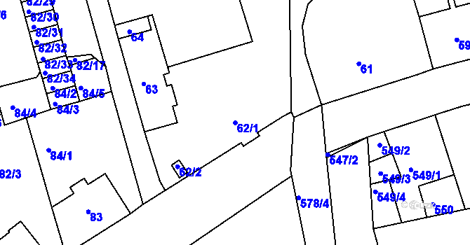 Parcela st. 62/1 v KÚ Františkov u Liberce, Katastrální mapa