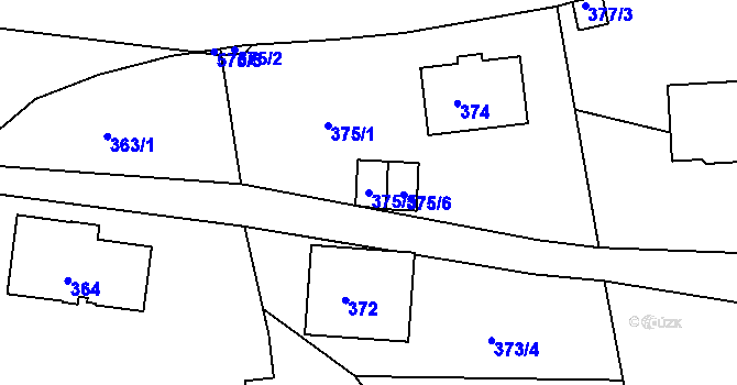 Parcela st. 375/5 v KÚ Františkov u Liberce, Katastrální mapa
