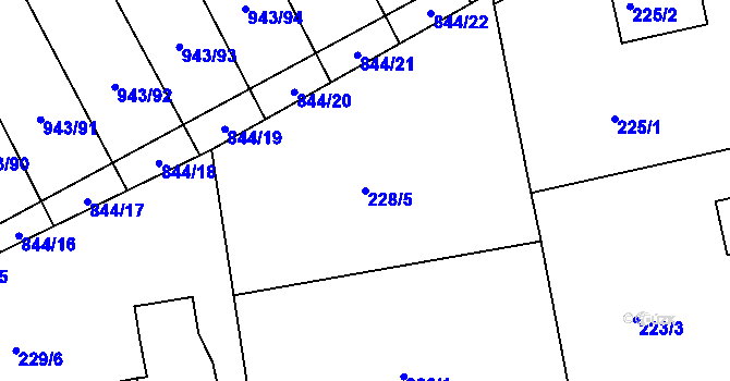 Parcela st. 228/5 v KÚ Františkov u Liberce, Katastrální mapa