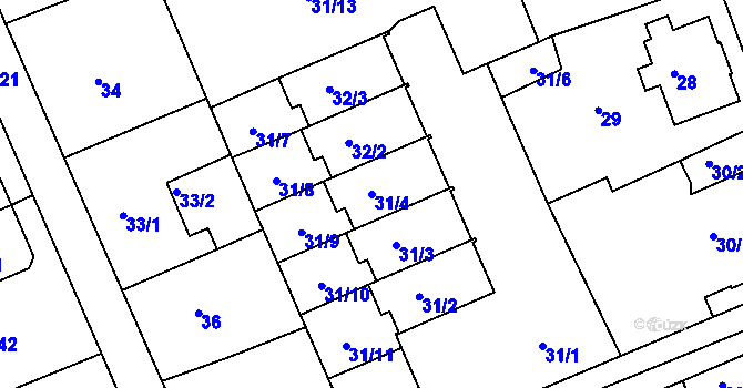 Parcela st. 31/4 v KÚ Janův Důl u Liberce, Katastrální mapa