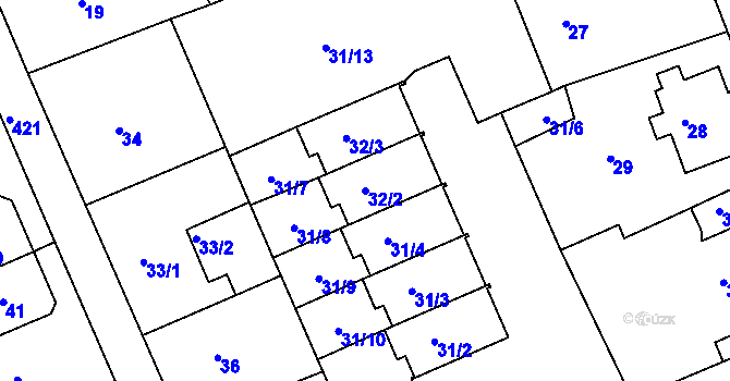 Parcela st. 32/2 v KÚ Janův Důl u Liberce, Katastrální mapa