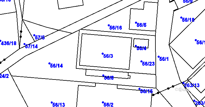 Parcela st. 56/3 v KÚ Janův Důl u Liberce, Katastrální mapa