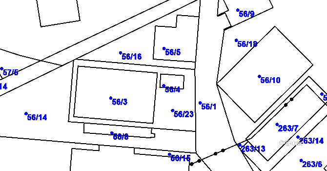 Parcela st. 56/4 v KÚ Janův Důl u Liberce, Katastrální mapa