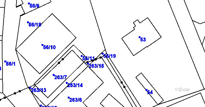 Parcela st. 56/19 v KÚ Janův Důl u Liberce, Katastrální mapa