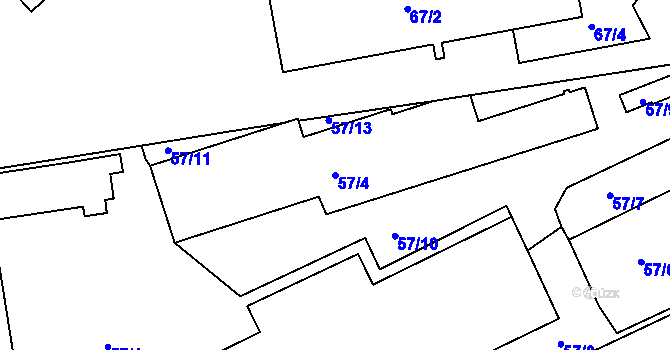 Parcela st. 57/4 v KÚ Janův Důl u Liberce, Katastrální mapa
