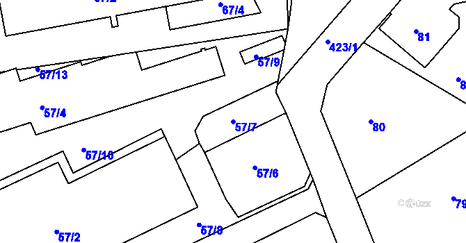 Parcela st. 57/7 v KÚ Janův Důl u Liberce, Katastrální mapa