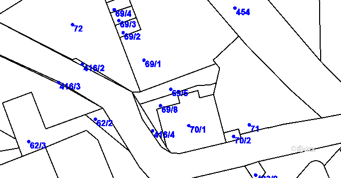 Parcela st. 69/5 v KÚ Janův Důl u Liberce, Katastrální mapa