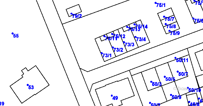 Parcela st. 73/1 v KÚ Janův Důl u Liberce, Katastrální mapa
