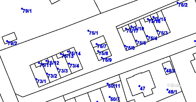 Parcela st. 75/8 v KÚ Janův Důl u Liberce, Katastrální mapa
