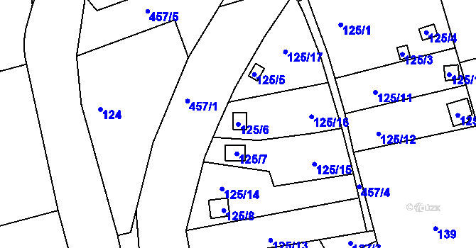 Parcela st. 125/6 v KÚ Janův Důl u Liberce, Katastrální mapa