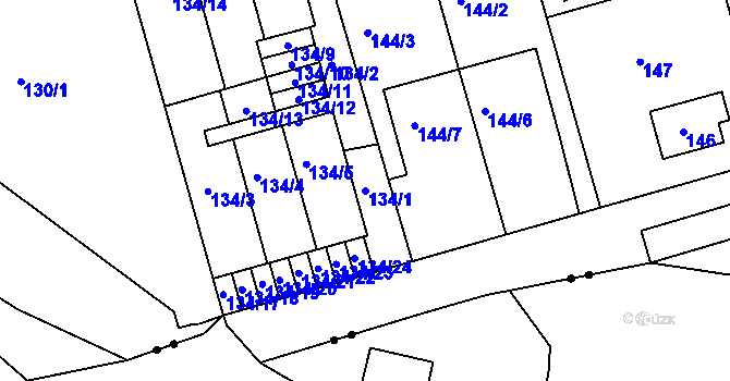 Parcela st. 134/1 v KÚ Janův Důl u Liberce, Katastrální mapa