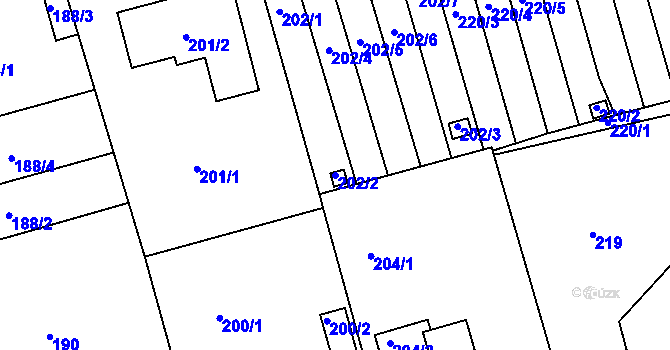 Parcela st. 202/2 v KÚ Janův Důl u Liberce, Katastrální mapa