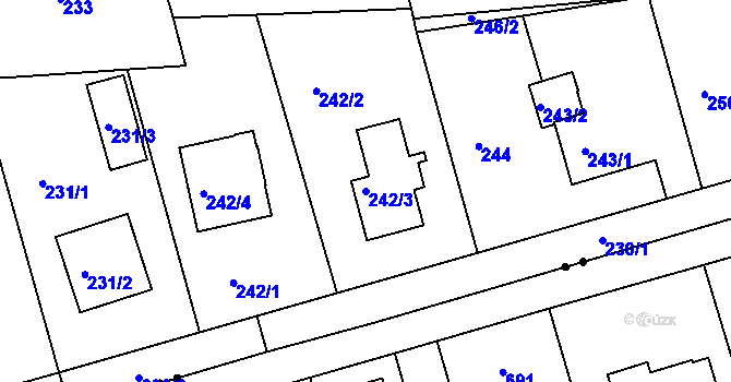 Parcela st. 242/3 v KÚ Janův Důl u Liberce, Katastrální mapa