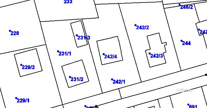 Parcela st. 242/4 v KÚ Janův Důl u Liberce, Katastrální mapa