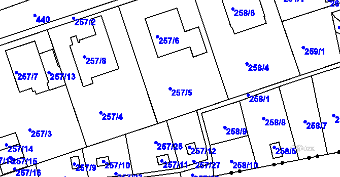 Parcela st. 257/5 v KÚ Janův Důl u Liberce, Katastrální mapa