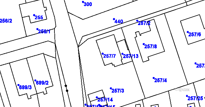 Parcela st. 257/7 v KÚ Janův Důl u Liberce, Katastrální mapa