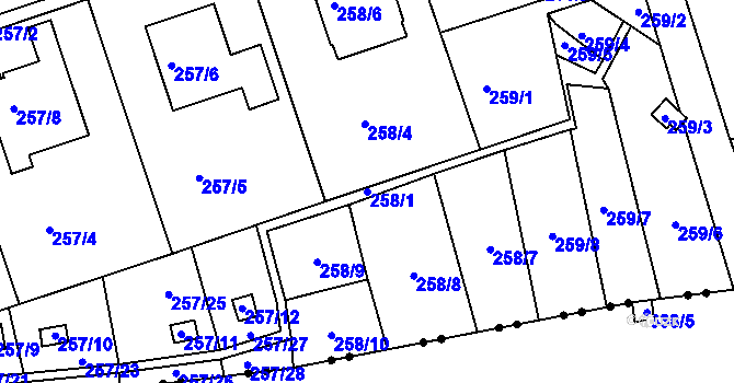 Parcela st. 258/1 v KÚ Janův Důl u Liberce, Katastrální mapa