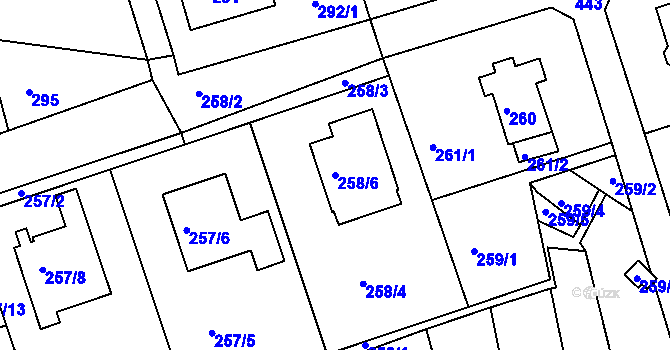 Parcela st. 258/6 v KÚ Janův Důl u Liberce, Katastrální mapa