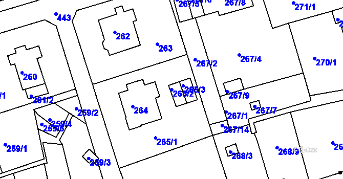 Parcela st. 265/2 v KÚ Janův Důl u Liberce, Katastrální mapa