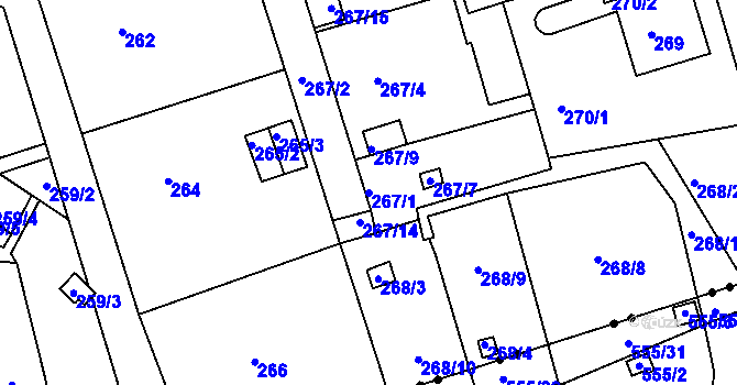 Parcela st. 267/1 v KÚ Janův Důl u Liberce, Katastrální mapa