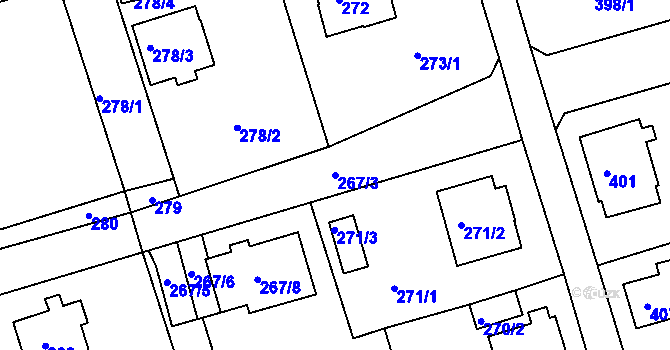 Parcela st. 267/3 v KÚ Janův Důl u Liberce, Katastrální mapa