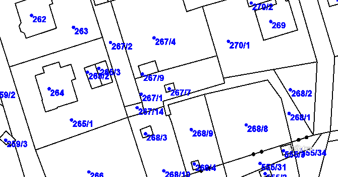 Parcela st. 267/7 v KÚ Janův Důl u Liberce, Katastrální mapa