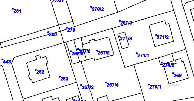 Parcela st. 267/8 v KÚ Janův Důl u Liberce, Katastrální mapa