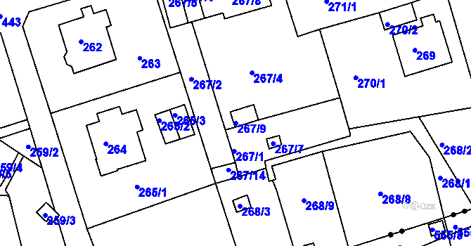 Parcela st. 267/9 v KÚ Janův Důl u Liberce, Katastrální mapa