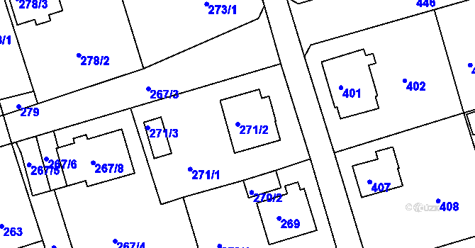 Parcela st. 271/2 v KÚ Janův Důl u Liberce, Katastrální mapa
