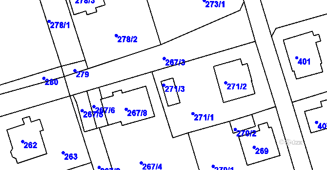 Parcela st. 271/3 v KÚ Janův Důl u Liberce, Katastrální mapa